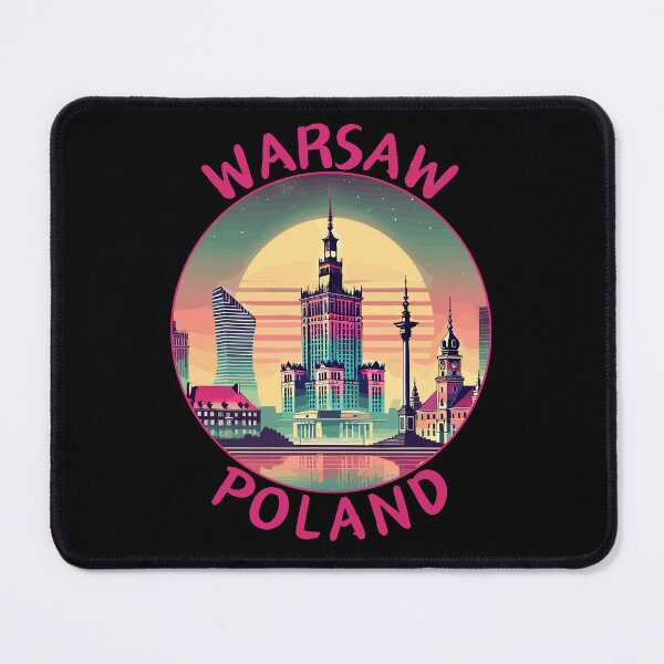 Item preview, Warsaw in Poland Retro Travel Art Badge designed and sold by MaateoDesign.