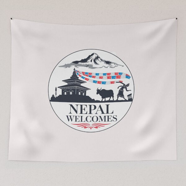 Item preview, Nepal Welcomes Flag Map Everest, Himalayas, Kathmandu designed and sold by AnimalsDH305.