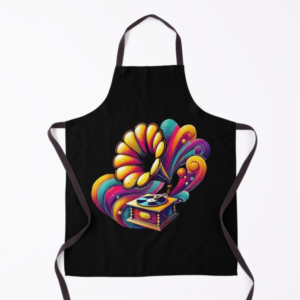 Item preview, Colorful Retro Gramophone with Artistic Swirls – Vintage Music Vibes Design designed and sold by DrawHandArt.