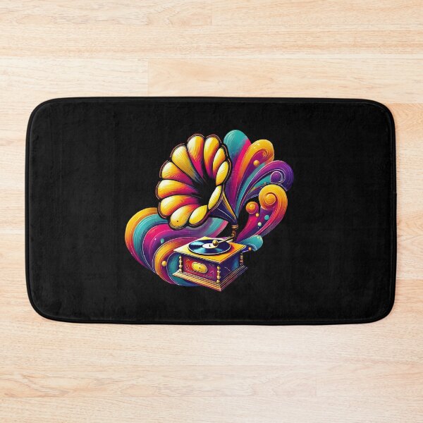 Item preview, Colorful Retro Gramophone with Artistic Swirls – Vintage Music Vibes Design designed and sold by DrawHandArt.