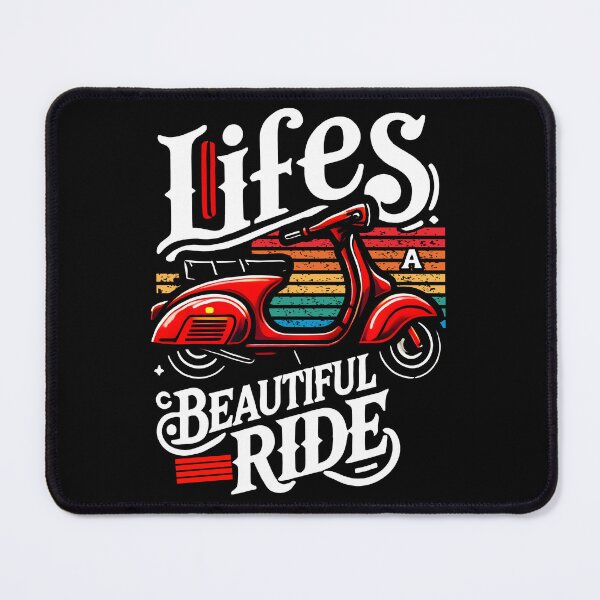 Item preview, "Retro Red Scooter Design – Vintage Style with Colorful Sunset Aesthetic designed and sold by DrawHandArt.