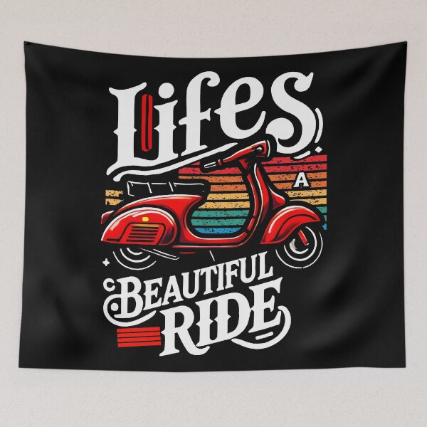 Item preview, "Retro Red Scooter Design – Vintage Style with Colorful Sunset Aesthetic designed and sold by DrawHandArt.