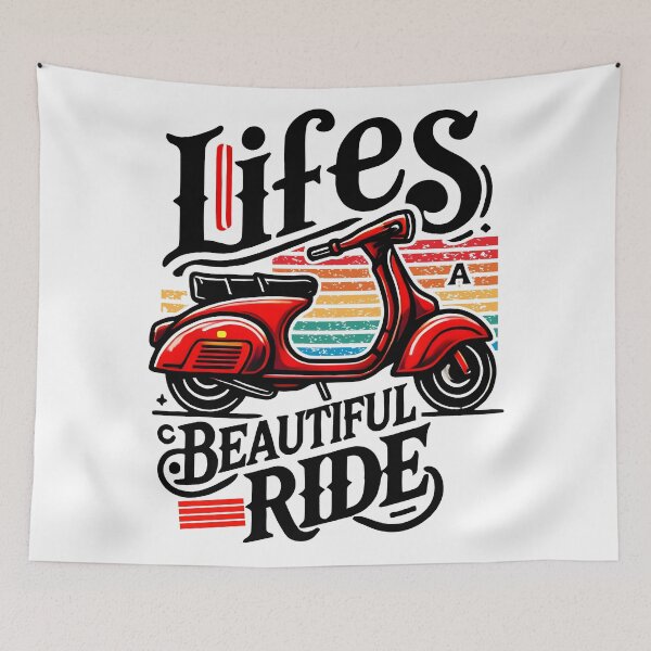 Item preview, Retro Red Scooter Design – Vintage Style with Colorful Sunset Aesthetic designed and sold by DrawHandArt.