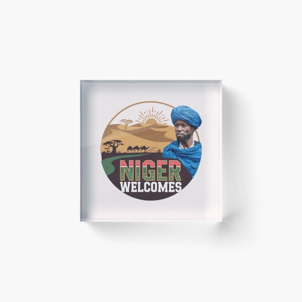 Item preview, Niger Welcomes Flag Map  Niamey, Sahara desert designed and sold by AnimalsDH305.