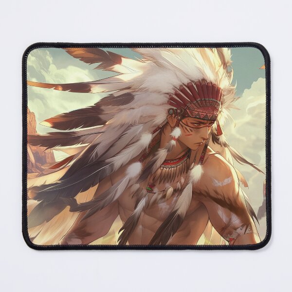 Item preview, Native American anime man in the Canyons designed and sold by TheArtistOf2022.