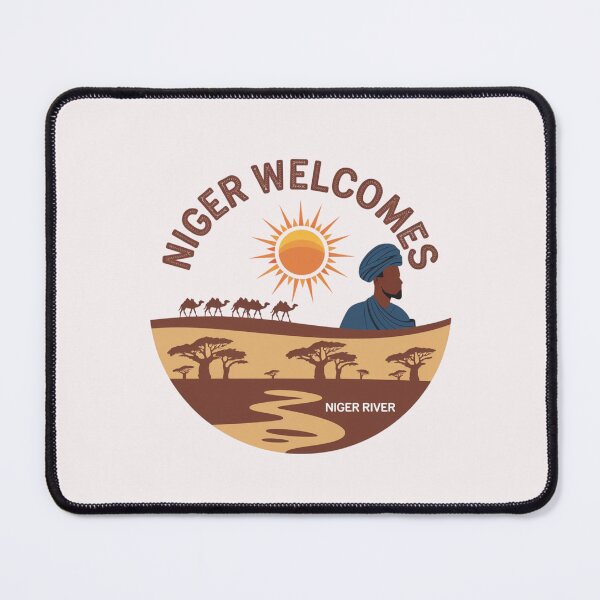 Item preview, Niger Welcomes Flag Map  Niamey, Sahara desert designed and sold by AnimalsDH305.