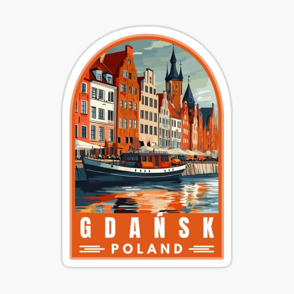 Artikel-Vorschau von Danzig in Pommern Polen Vintage Reise-Kunst-Emblem, designt und verkauft von MaateoDesign.