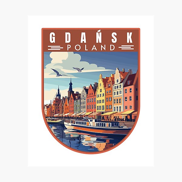 Item preview, Gdańsk in Pomeranian Poland Vintage Travel Art Emblem designed and sold by MaateoDesign.