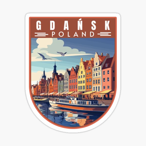 Artikel-Vorschau von Danzig in Pommern Polen Vintage Reise-Kunst-Emblem, designt und verkauft von MaateoDesign.