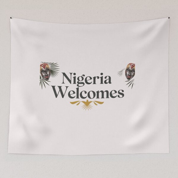 Item preview, Nigeria Welcomes Flag Map  Abuja, Lagos, Niger River designed and sold by AnimalsDH305.