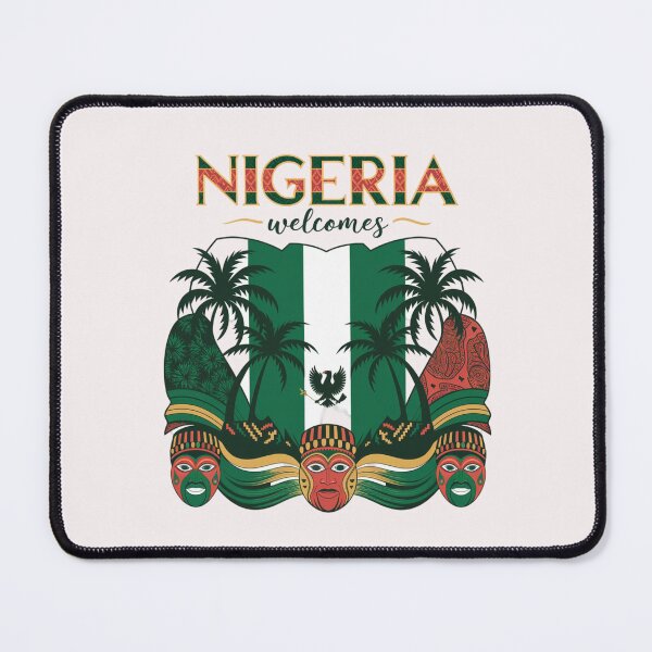 Item preview, Nigeria Welcomes Flag Map  Abuja, Lagos, Niger River designed and sold by AnimalsDH305.