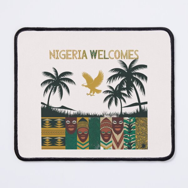 Item preview, Nigeria Welcomes Flag Map  Abuja, Lagos, Niger River designed and sold by AnimalsDH305.
