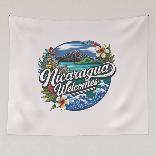 Item preview, Nicaragua Welcomes Flag Map  Managua, Lake Nicaragua designed and sold by AnimalsDH305.