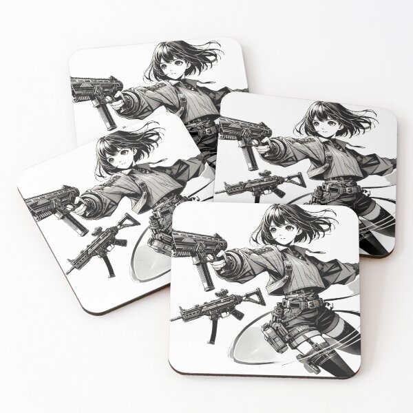 Item preview, "Dynamic Illustration of a Confident Girl with Gun" designed and sold by ForFamily1120.