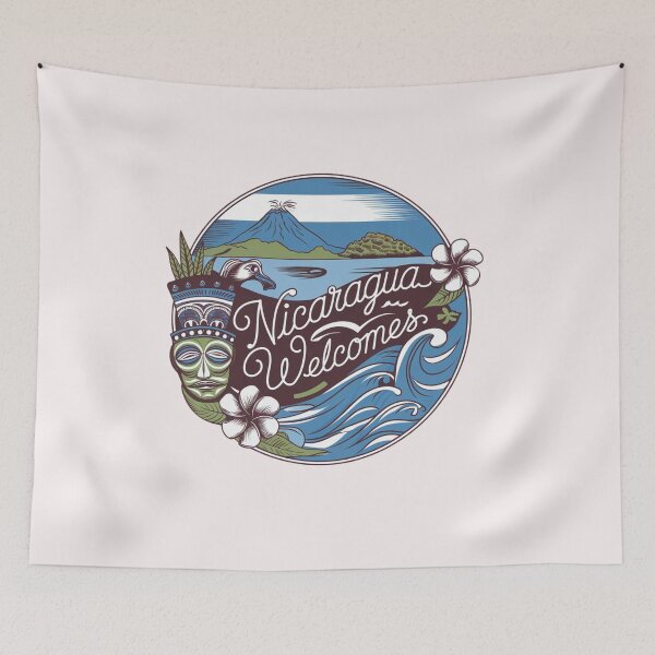 Item preview, Nicaragua Welcomes Flag Map  Managua, Lake Nicaragua designed and sold by AnimalsDH305.
