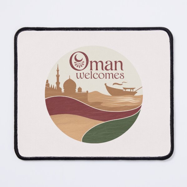 Item preview, Oman Welcomes Flag Map Muscat, desert , Al-Hajar mountains designed and sold by AnimalsDH305.