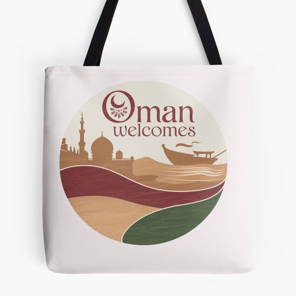 Item preview, Oman Welcomes Flag Map Muscat, desert , Al-Hajar mountains designed and sold by AnimalsDH305.