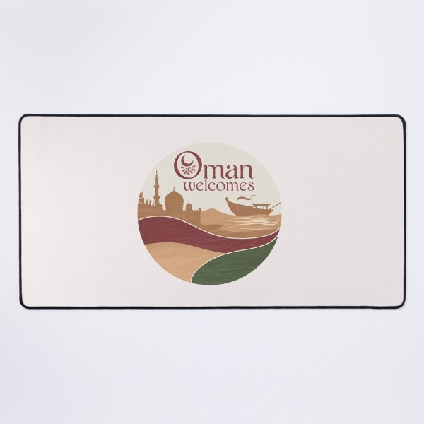 Item preview, Oman Welcomes Flag Map Muscat, desert , Al-Hajar mountains designed and sold by AnimalsDH305.