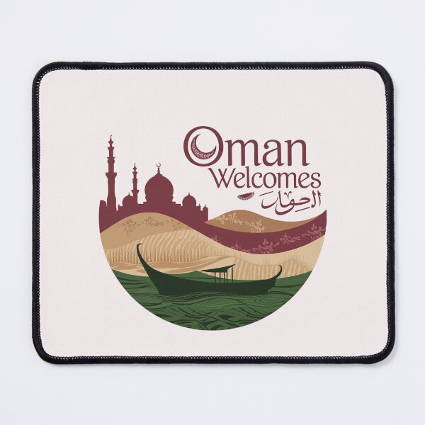 Item preview, Oman Welcomes Flag Map Muscat, desert , Al-Hajar mountains designed and sold by AnimalsDH305.