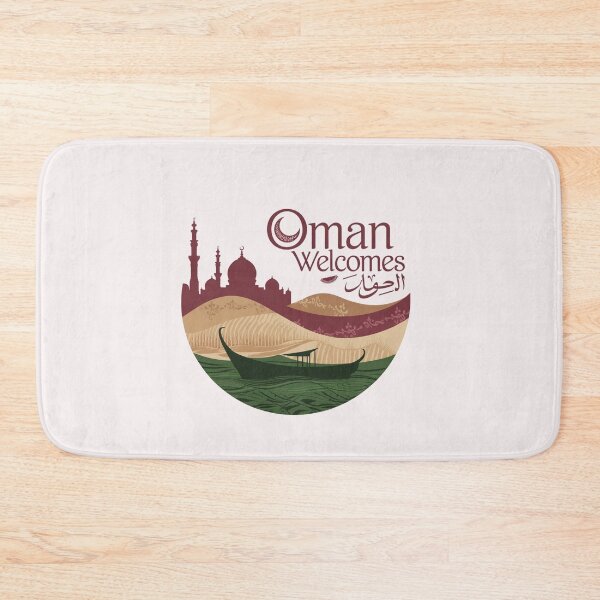 Item preview, Oman Welcomes Flag Map Muscat, desert , Al-Hajar mountains designed and sold by AnimalsDH305.