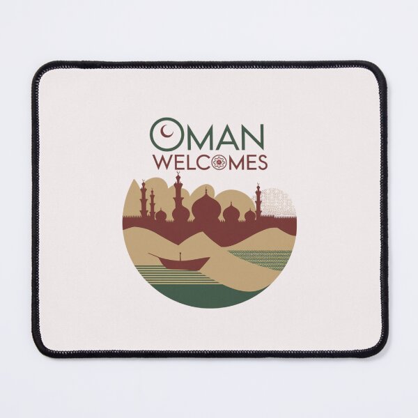 Item preview, Oman Welcomes Flag Map Muscat, desert , Al-Hajar mountains designed and sold by AnimalsDH305.