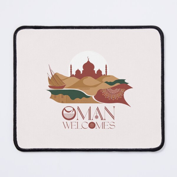Item preview, Oman Welcomes Flag Map Muscat, desert , Al-Hajar mountains designed and sold by AnimalsDH305.
