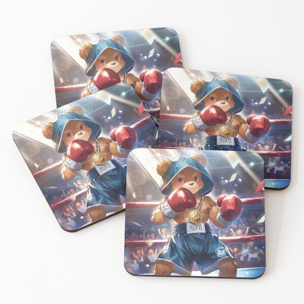 Item preview, Anime bear boxing champion in ring designed and sold by TheArtistOf2022.