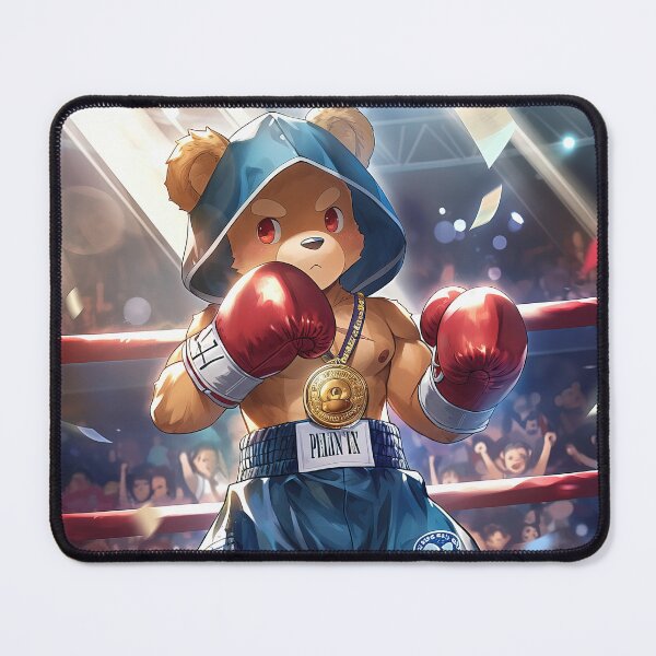 Item preview, Anime bear boxing champion in ring designed and sold by TheArtistOf2022.