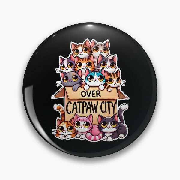Item preview, Adorable Cat Box Illustration | Cute Over Catpaw City Design for Cat Lovers designed and sold by DrawHandArt.