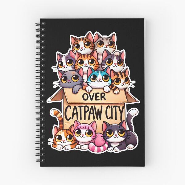 Item preview, Adorable Cat Box Illustration | Cute Over Catpaw City Design for Cat Lovers designed and sold by DrawHandArt.