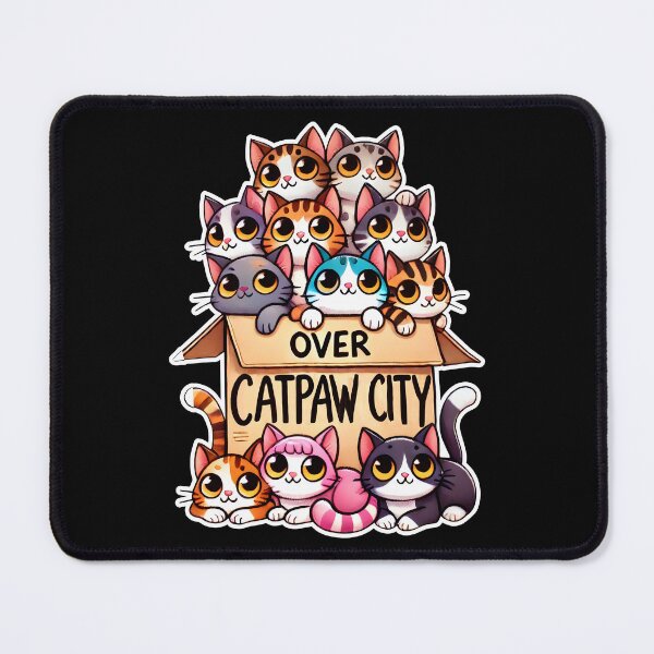 Item preview, Adorable Cat Box Illustration | Cute Over Catpaw City Design for Cat Lovers designed and sold by DrawHandArt.