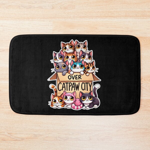 Item preview, Adorable Cat Box Illustration | Cute Over Catpaw City Design for Cat Lovers designed and sold by DrawHandArt.
