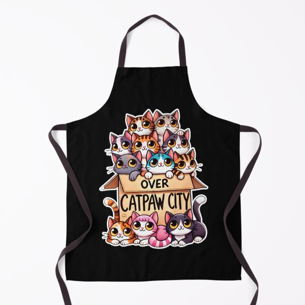 Item preview, Adorable Cat Box Illustration | Cute Over Catpaw City Design for Cat Lovers designed and sold by DrawHandArt.