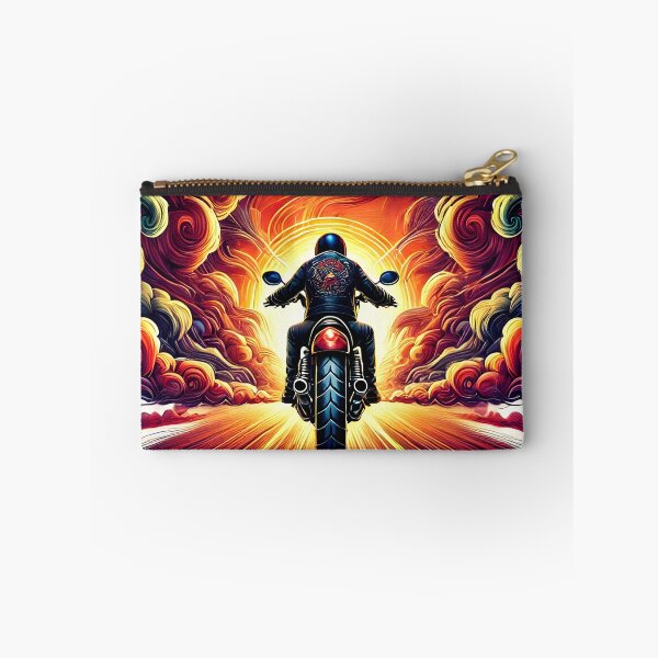 Item preview, Vivid Motorcycle Journey Artwork - Psychedelic Sunset Design for Biker Enthusiasts designed and sold by DrawHandArt.