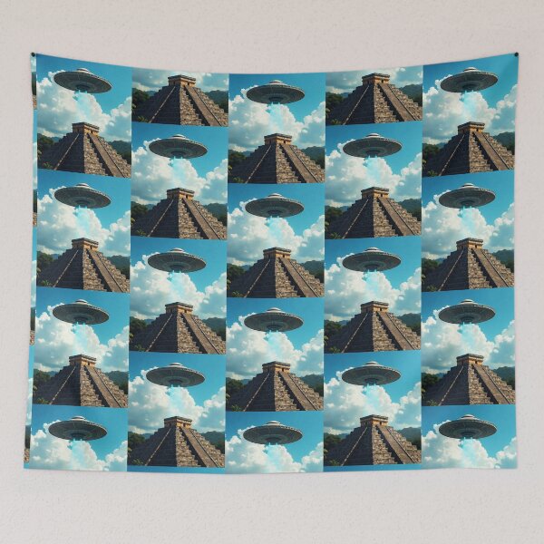 Item preview, mayan pyramid and ufo designed and sold by Dogandesighn.