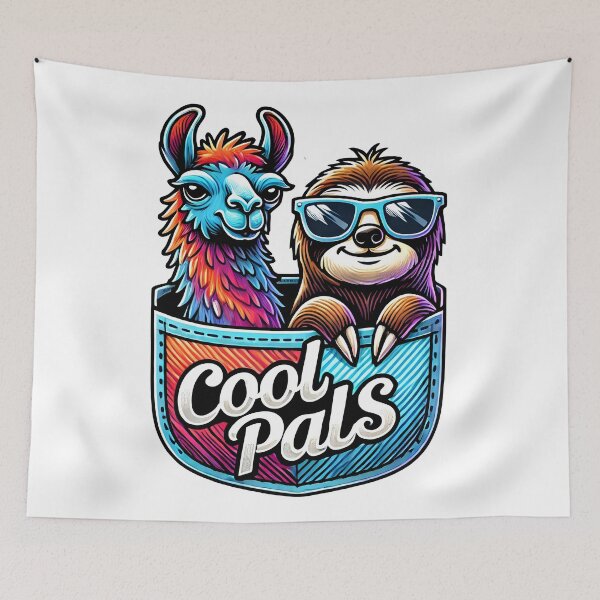 Item preview, Cool Pals Llama and Sloth Pocket Design designed and sold by DrawHandArt.