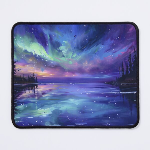 Item preview, Iceland northern lights sky landscape painting designed and sold by TheArtistOf2022.