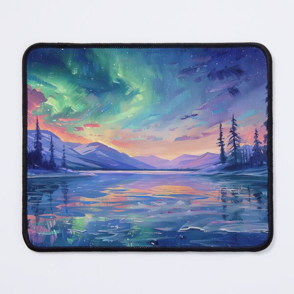 Item preview, Iceland northern lights sky landscape painting designed and sold by TheArtistOf2022.