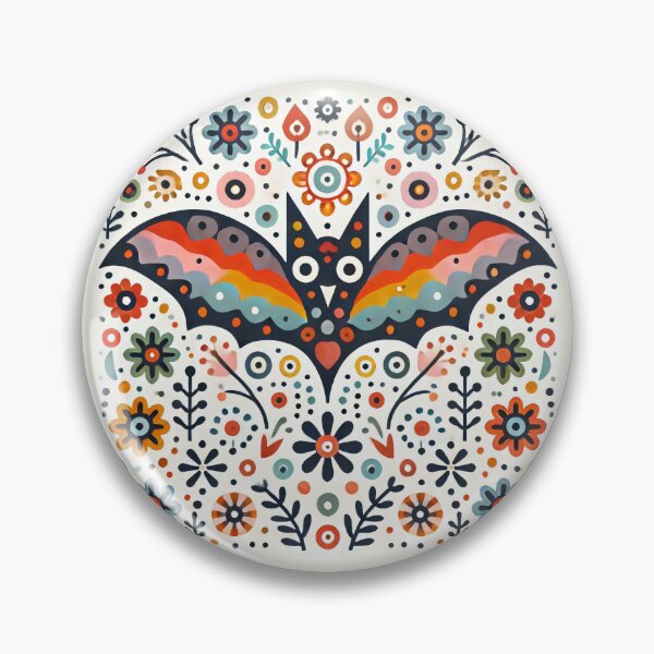 Item preview, Scandinavian Folk Art Rainbow Animals - Cute Colourful Bat by heidiannemorris designed and sold by FOLK ART FUSION by heidiannemorris.