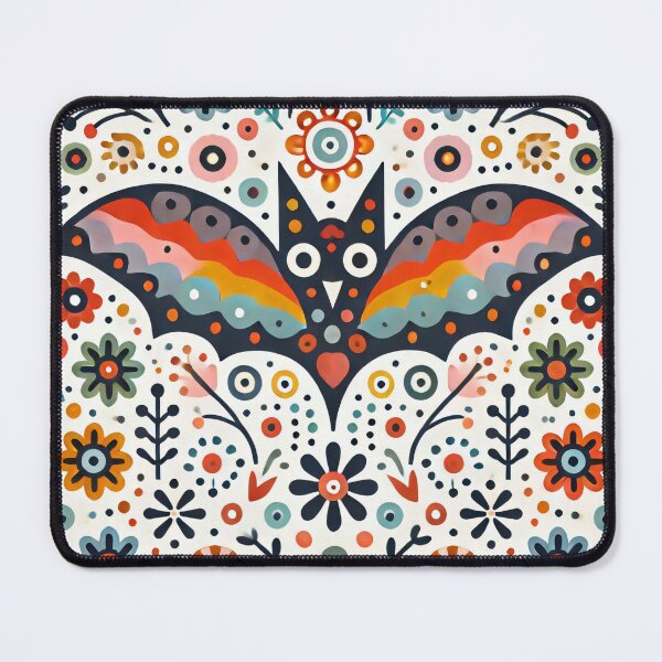 Item preview, Scandinavian Folk Art Rainbow Animals - Cute Colourful Bat by heidiannemorris designed and sold by FOLK ART FUSION by heidiannemorris.