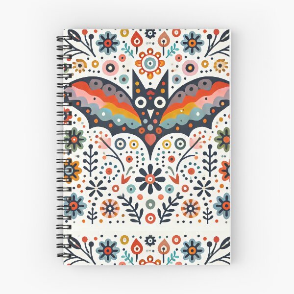 Item preview, Scandinavian Folk Art Rainbow Animals - Cute Colourful Bat by heidiannemorris designed and sold by FOLK ART FUSION by heidiannemorris.