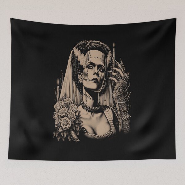 Item preview, Bride of Frankenstein and Frankenstein’s monster universal monsters alternative horror inspired original design black death doom stoner metal Goth Classic T-Shirt Art Print designed and sold by blackdoggdesign.