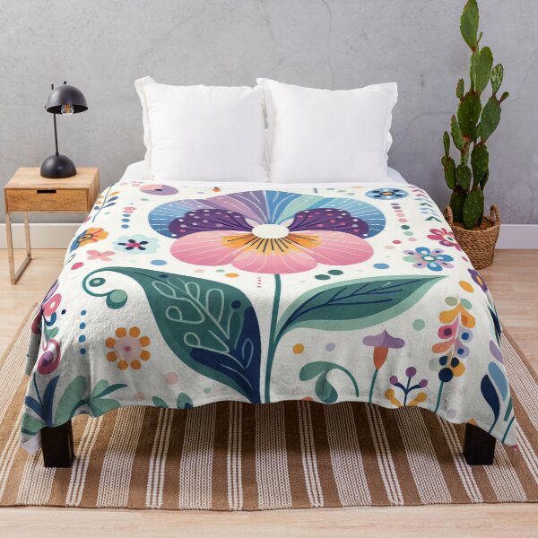 Item preview, Scandinavian Folk Art - Vibrant Pretty Pansy flower by heidiannemorris designed and sold by FOLK ART FUSION by heidiannemorris.