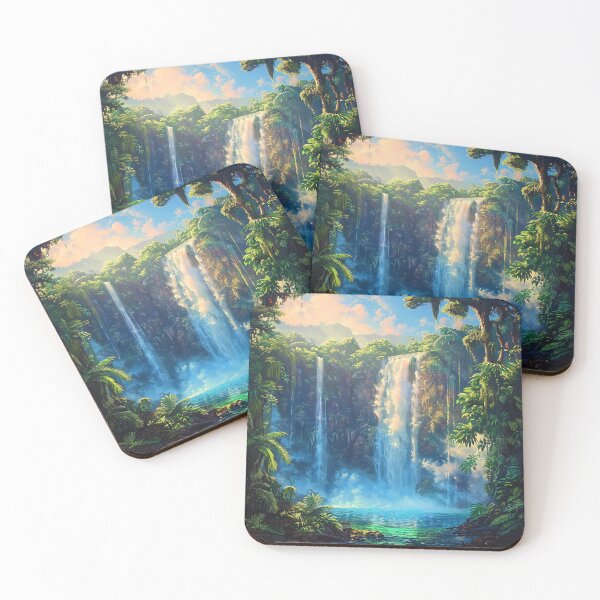 Item preview, Pintura de cascada estilizada en el bosque designed and sold by TheArtistOf2022.