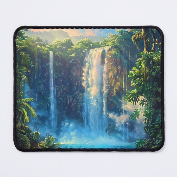 Item preview, Stylized waterfall in forest painting designed and sold by TheArtistOf2022.