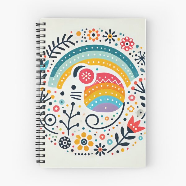 Item preview, Scandinavian Folk Art Rainbow Animals - Cute Colourful Mouse by heidiannemorris ©️ designed and sold by FOLK ART FUSION by heidiannemorris.