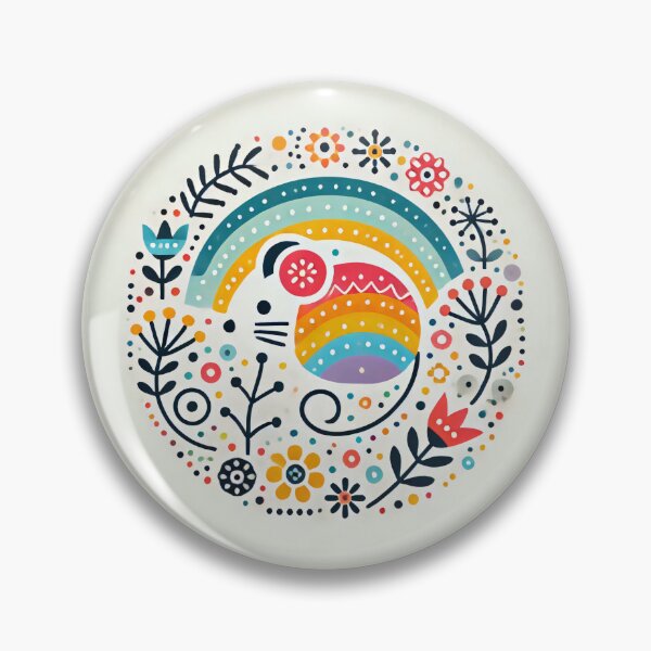 Item preview, Scandinavian Folk Art Rainbow Animals - Cute Colourful Mouse by heidiannemorris ©️ designed and sold by FOLK ART FUSION by heidiannemorris.