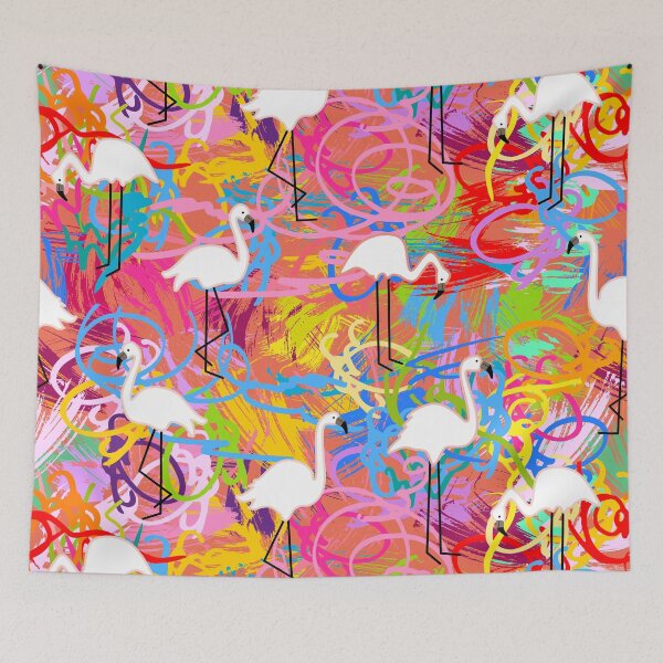 Item preview, Flamingos in graffiti style pattern design designed and sold by TheArtistOf2022.