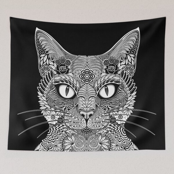 Item preview, Cat Zentangle Decorative Pattern designed and sold by BluedarkArt.