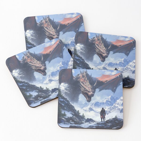Item preview, Giant Dragon Against Hunter Snow Mountains Art designed and sold by GrinGalore.